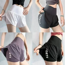 Женские спортивные беговые шорты с высокой талией, сетчатые дышащие сексуальные тонкие шорты для йоги