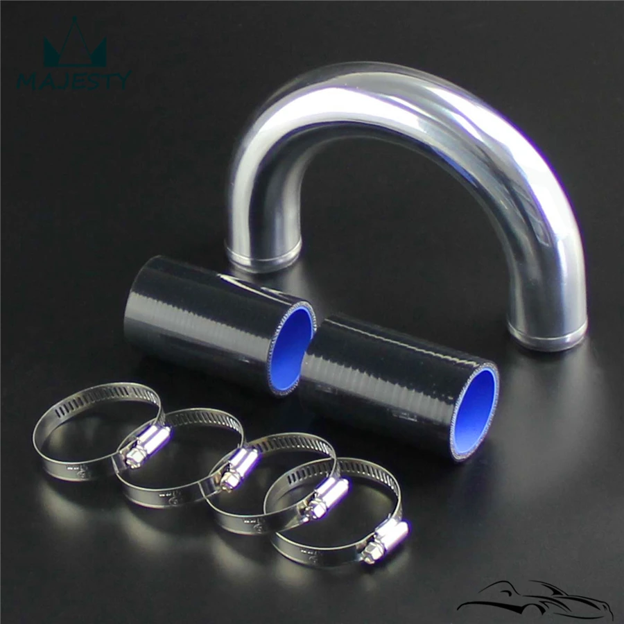 180 Degree 35mm 1.38" Aluminum Turbo Pipe Piping Tube +Silicone hose