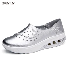 SWYIVY/Обувь для танцев на платформе и каблуке; женские кроссовки на танкетке, не сужающемся книзу массивном каблуке; Новинка года; прогулочная обувь из искусственной кожи на танкетке; сезон осень