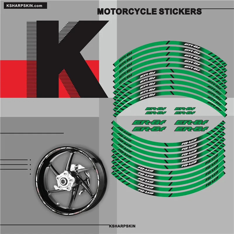 

Motorcycle inner wheel Stickers Creative rim reflective decoration moto decals rim foil For KAWASAKI ER-6F er6r