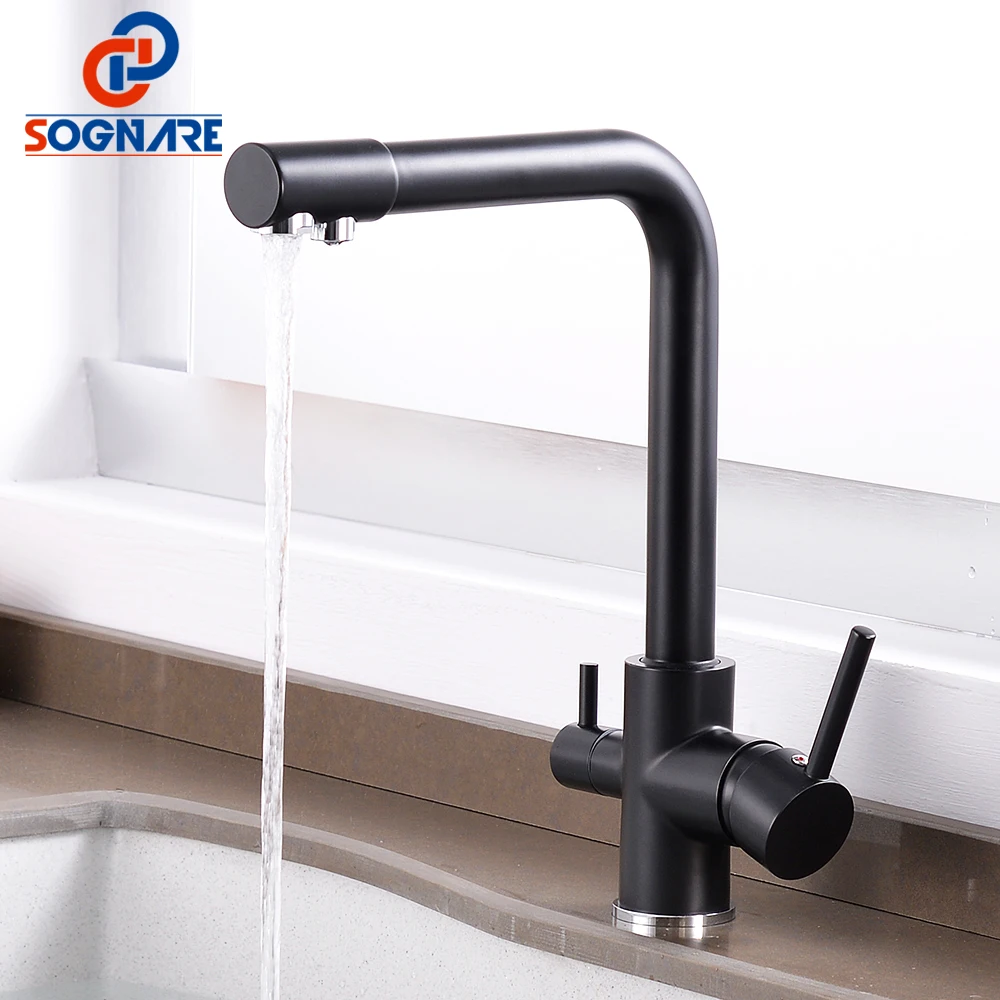SOGNARE Кухня кран черный 3 способа фильтры для воды 360 градусов вращение