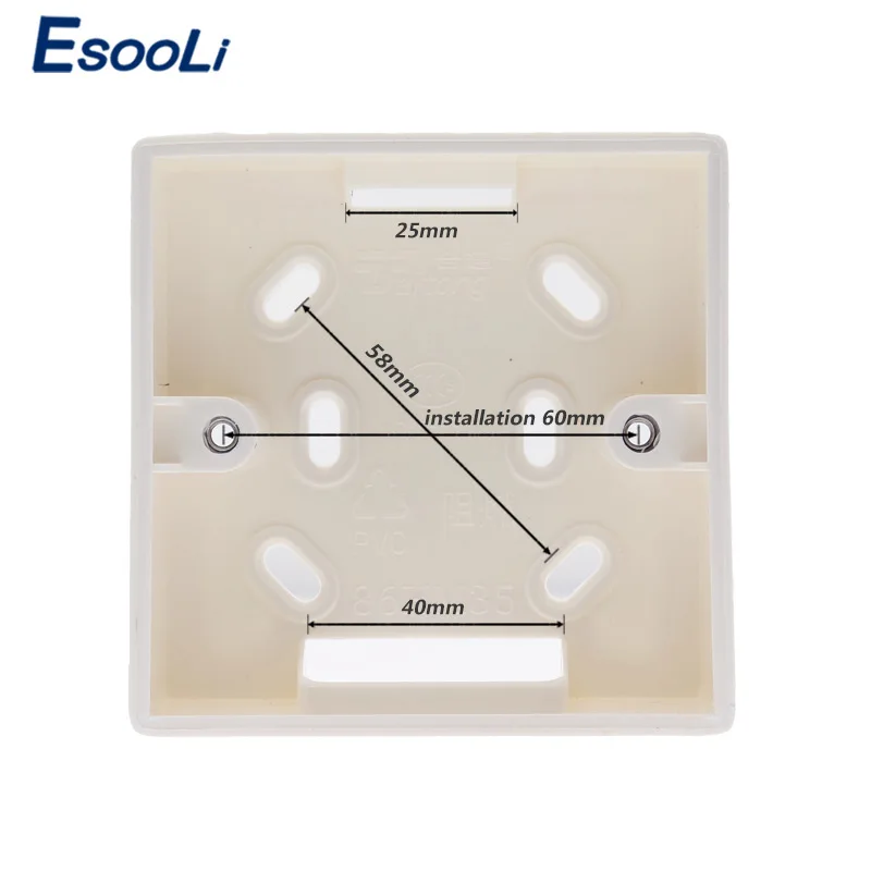 Esooli внешняя Монтажная коробка 86 мм* 86 мм* 34 мм для 86 мм Стандартный сенсорный выключатель и розетка применяются для любого положения поверхности стены