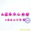 Bescon Mini Gemini Two Tone Polyhedral RPG Dice Set 10MM, Small Mini RPG Role Playing Game Dice D4-D20 in Tube, Pink Blossom 4