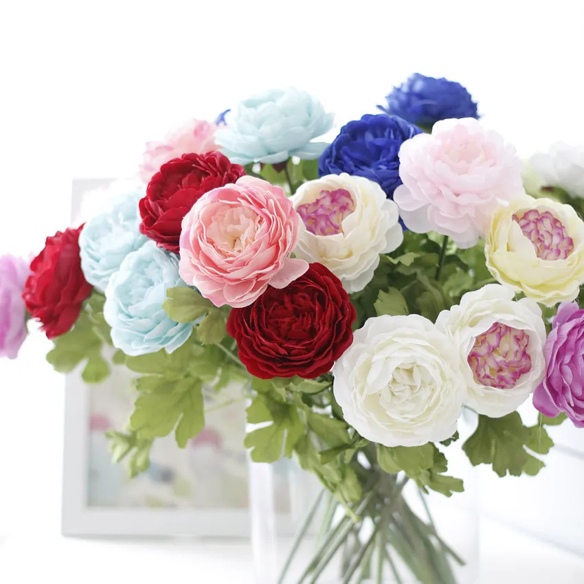 

10pieces/lot 2017 Fashion New Artificial Flower Faux Bouquet Silk Handmade Herbaceous Peony Wedding Party Home Decoration