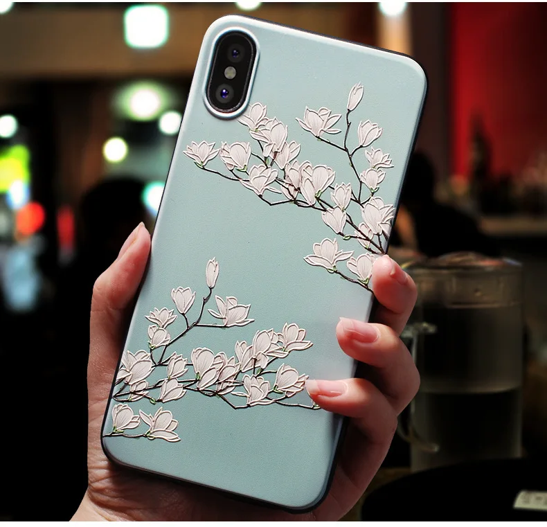 Подходит для iphone6 7 8 x xr xmax мобильный телефон оболочки окрашенные 3D тисненые сливы