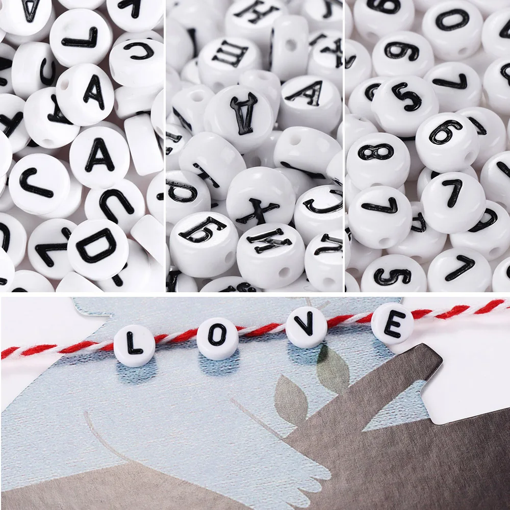 

100pcs /set Acrylic 7 MM Coloured Alphabet Russian Letter Number Beads Black Alphabet Random Mixed Beads For DIY Handmade Crafts