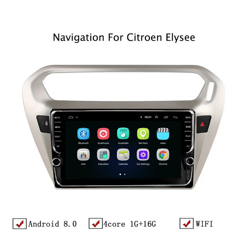 Excellent NAVITOPIA 9inch Car Multimedia Player Andriod 8.1 GPS Navigation For Peugeot 301/Citroen Elysee Autoradio WiFi USB FM AM 2