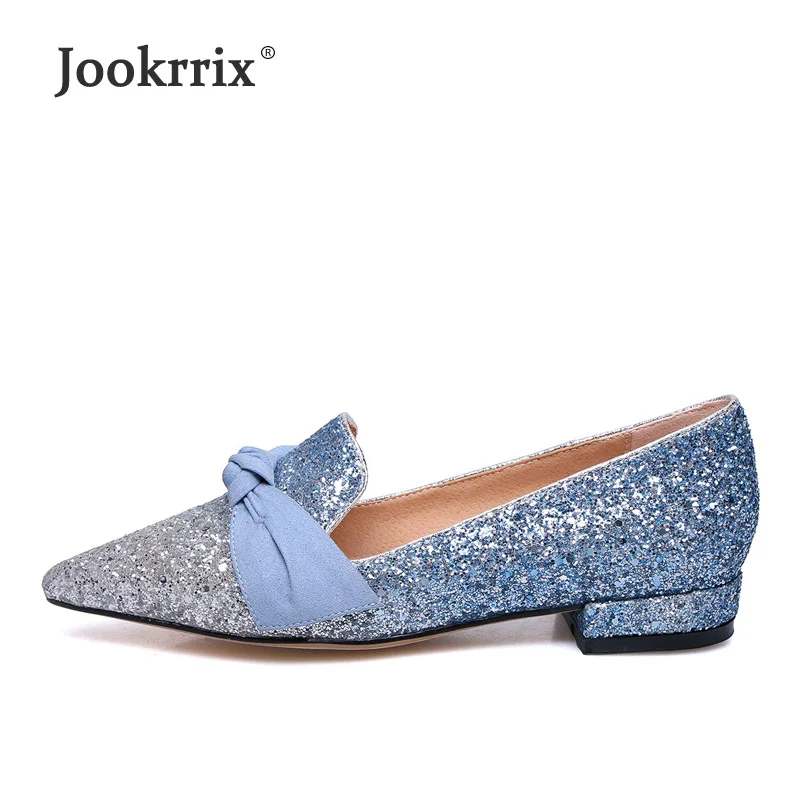 

Jookkrix Casual Bling Shoes Pointed Women Fashion Brand Glitter Flats Lady Sequins chausssure female footware Adult Girl Loafer