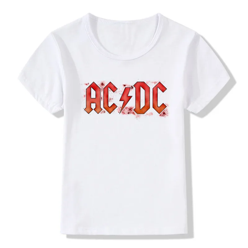 Детская футболка с принтом «группа AC/DC Футболка в стиле рок мальчик и девочка Графический Heavy Metal футболка с коротким рукавом футболки, одежда для малышей, ooo408