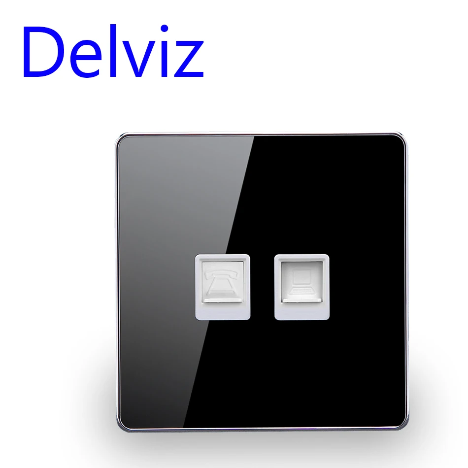 Настенная панель Delviz RJ45 Двухпортовая телефонная розетка rj11 белая/черная