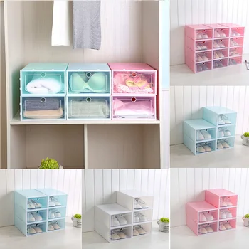 

3Pcs/Set Home Shoes Organizer Plastic Storage Clear Box Stackable Foldable Case