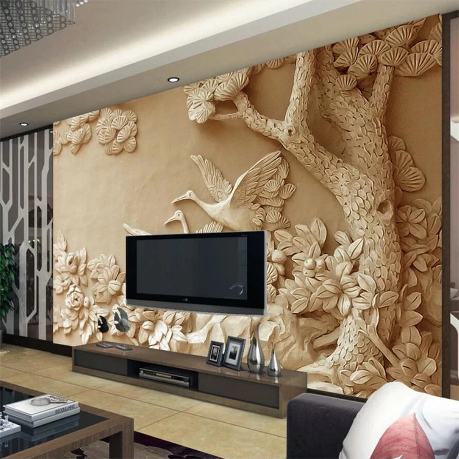 

beibehang Custom Photo Wallpaper 3d Mural Relief Tree Stereo Murder Living Room Hotel TV Background Wallpaper 3d papel de parede