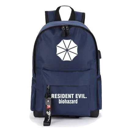 

Japanese Anime resident evil USB charge luminous Cosplay Bookbag Backpack Shoulder Bag School Bag
