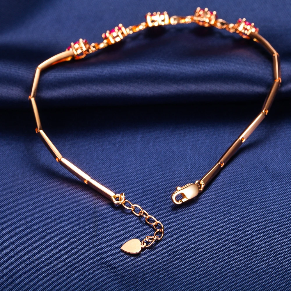 Роскошный и классический браслет из розового золота 18 К GVBORI, браслет из натурального рубина, женский свадебный подарок, драгоценный камень, ювелирный цветочный дизайн, браслет
