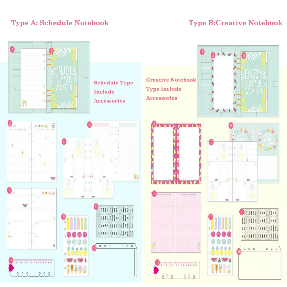 Cadernos bonito criativo agenda notebook planejador Size : A6&a7