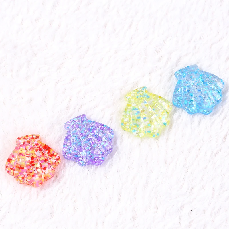 

12pcs Ocean series Charms Glitter Dolphin Shell Starfish Flatback Resin Cabochons for Jewelry DIY Multicolor