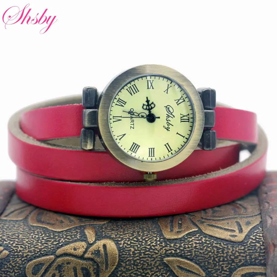 Shsby Fashion Hot Selling Womens Long Genuine Leather Female Watch Roma Vintage Bronze Women Dress Watches huismerk kopen in de aanbieding Shsby Fashion Hot Selling Womens Long Genuine Leather Female Watch Roma Vintage Bronze Women Dress Watches huismerk kopen in de aanbieding