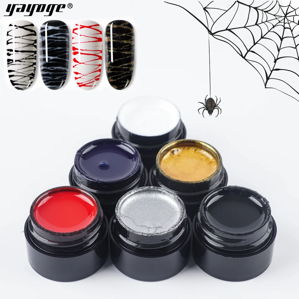 

YAYOGE 6 Colors Drawing Glue 10ml Painting Gel For Nail Art With Tools 3D Carving Nail Vanish Spider Gel Salon