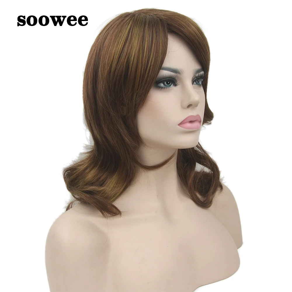 Soowee вьющиеся короткие накладные волосы парики женские коричневые Косплей