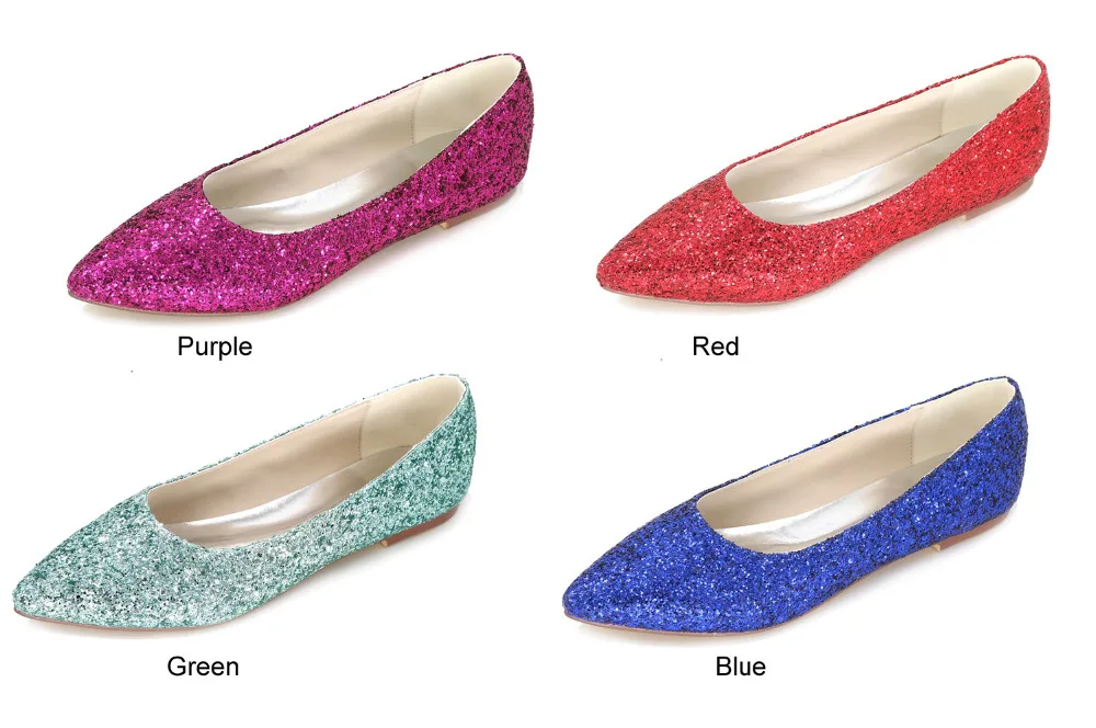 Женская Блестящая обувь на плоской резиновой подошве с острым носком|women flats|slip
