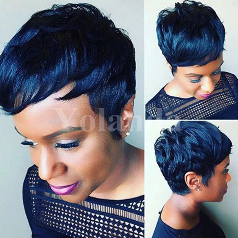 Rihanna Peinados Indios Pelucas De Pelo Corto Humano Afroamericanos Negro Cabello Corto Completo Peluca De Encaje Sin Cola Peluca Para Las Mujeres Negras Aliexpress