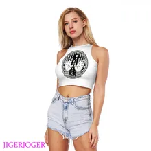 JIGERJOGER хна тату белый укороченный топ Йога топы тренажерный зал одежда тренировки передач Топы формочек майки Круглый бретели