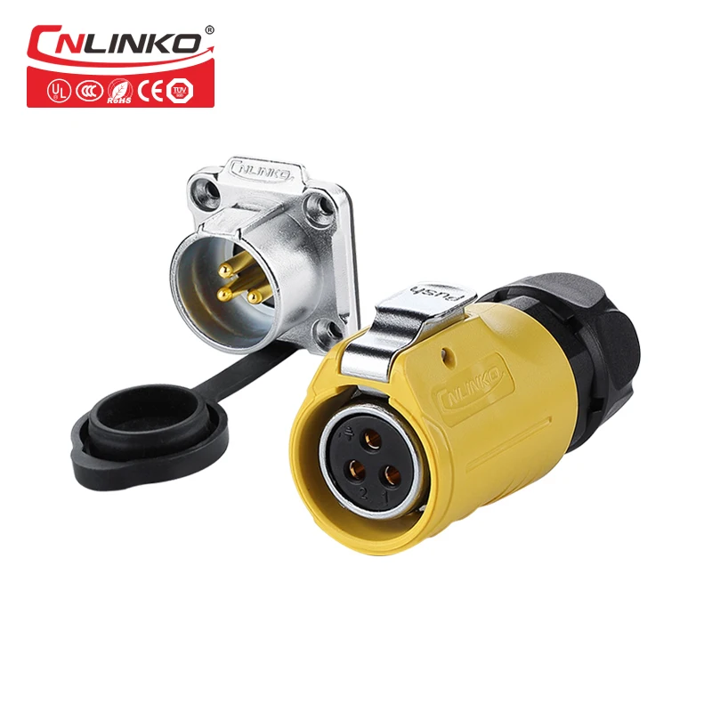 

M20 3 Pin Connector IP67 Waterproof Outdoor Electrical Auto Electrical Wire Connectors, Push Pull Waterproof Connector