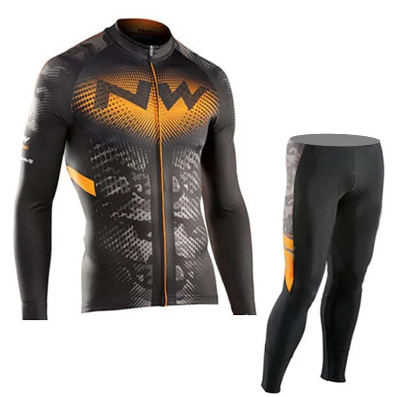 set 4 З Для мужчин Vélo комплект с длинным рукавом гонки одежда для велопрогулок, Дышащая MTB велосипеда одежда Ropa Ciclismo Hombre C25 - Цвет: set 4