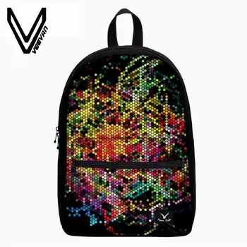 

VEEVANV Fashion Women Backpacks Colorful Solid Round Spots Printing Canvas Backpack School Bookbag Casual Shoulder Bags Children