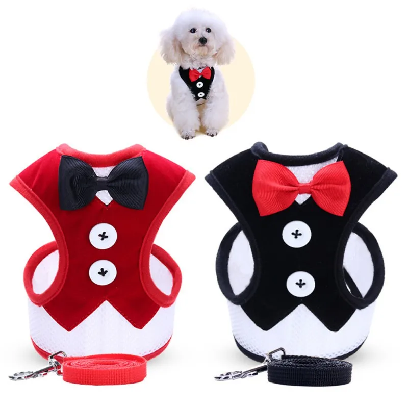 

Fashion Pet Vest Harness For Small Dog leash Nylon Cat Harness Set with Leashes For Dog Chihuahua Puppy Red Black Pet Supplies