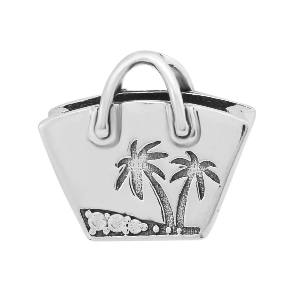 Подходит для браслетов Pandora Charms COCOLAND Bag бусы с прозрачными фианитами 100%