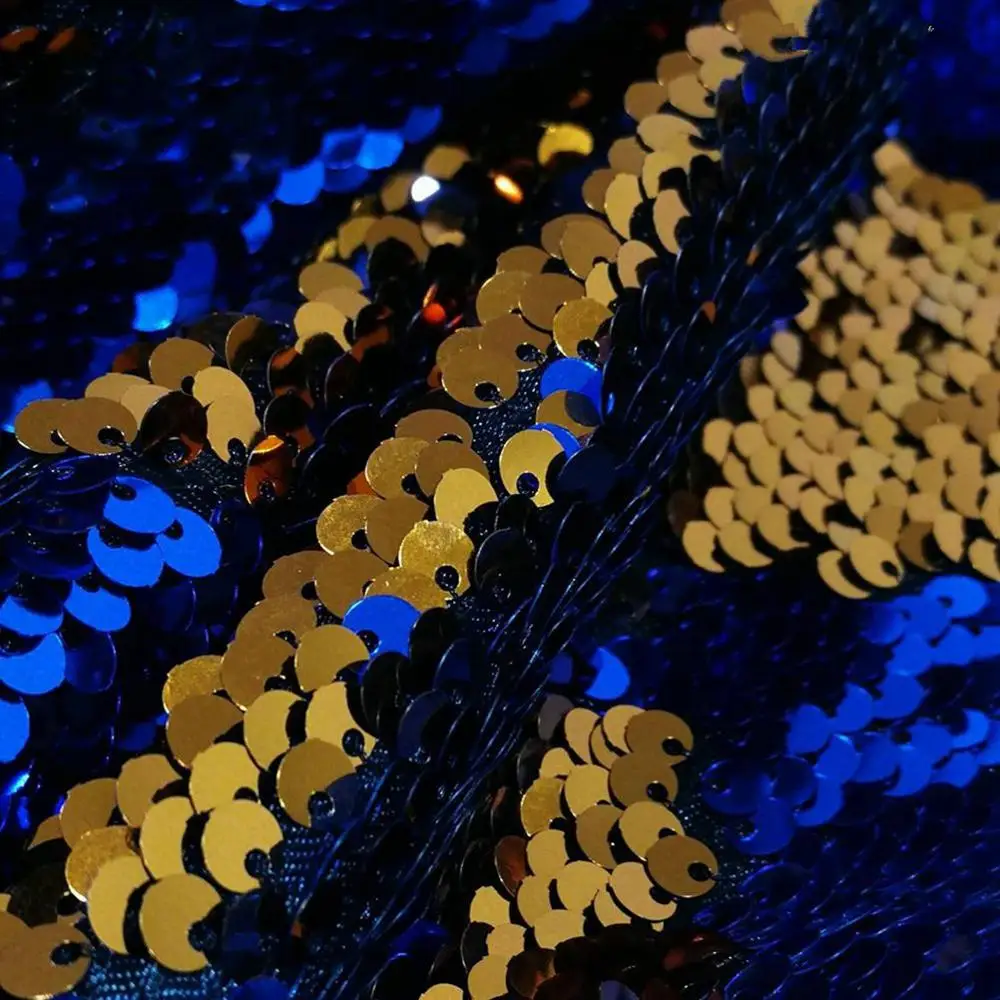 

B·Y 1yard Royal Blue to Orange Reversible Mermaid Fish Scale Sequin Fabric Sparkly Fabric For Dress Pillow Clothes Backdrop