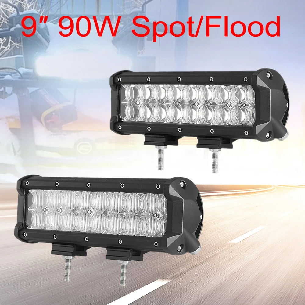 9 Inch 90W Waterproof IP 68 9000LM 5D Lens LED Light Bar Flood