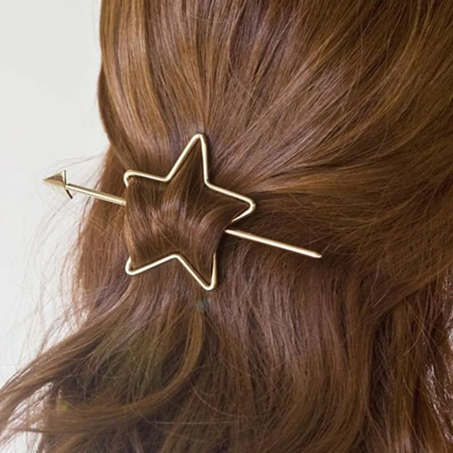 

Fashion Hollow Five-Pointed Stars Arrow Hairpins Heart Shape Brides Elegant Hair Jewelry For Wedding Hair Accessories SP1431