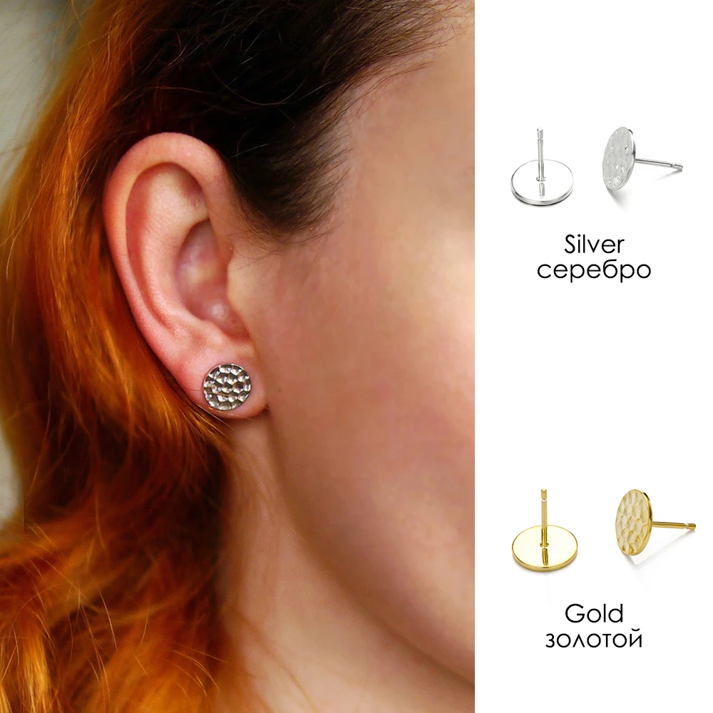 

925 Sterling Silver Stud Earring for Women Classic Round Stud Earrings Gold Color Fine Minimalist Jewelry Aretes De Mujer
