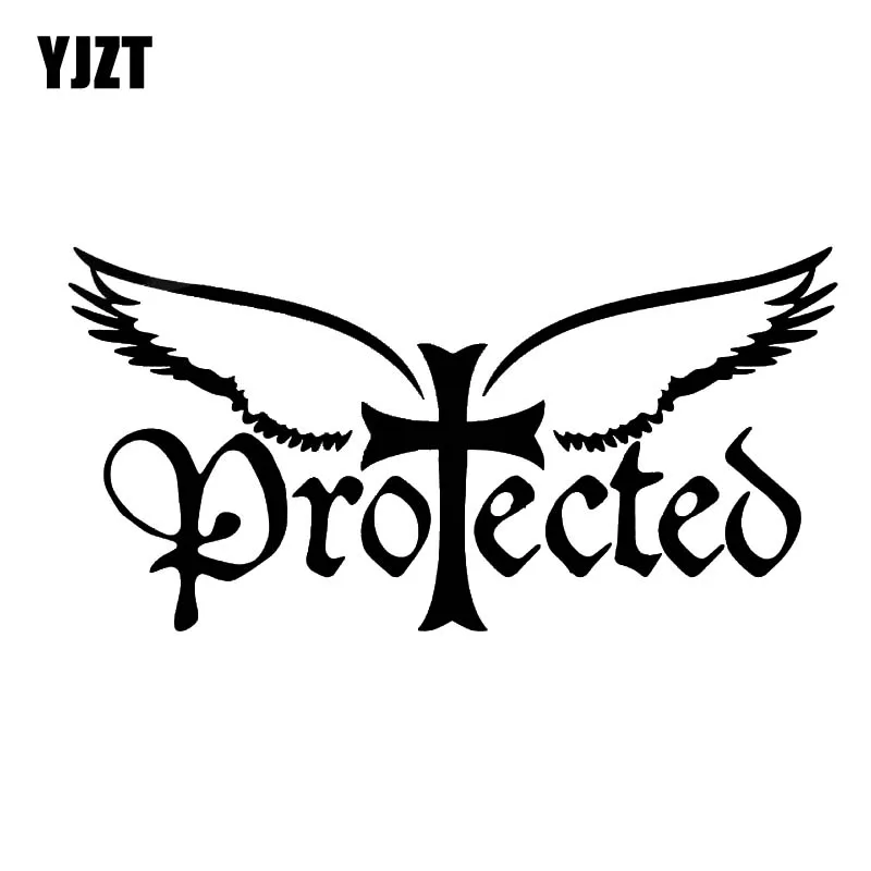 

YJZT 17.5*8.8CM Angels Will Protect You Covering The Body Decal Silhoutte Good Design Car Sticker Black/Silver C20-1371