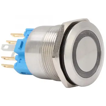 

Switch Switch 20Pcs 22mm Automatic Reset Flat Ring Head With Light Stainless Steel Button Switch Wireless Switch Light
