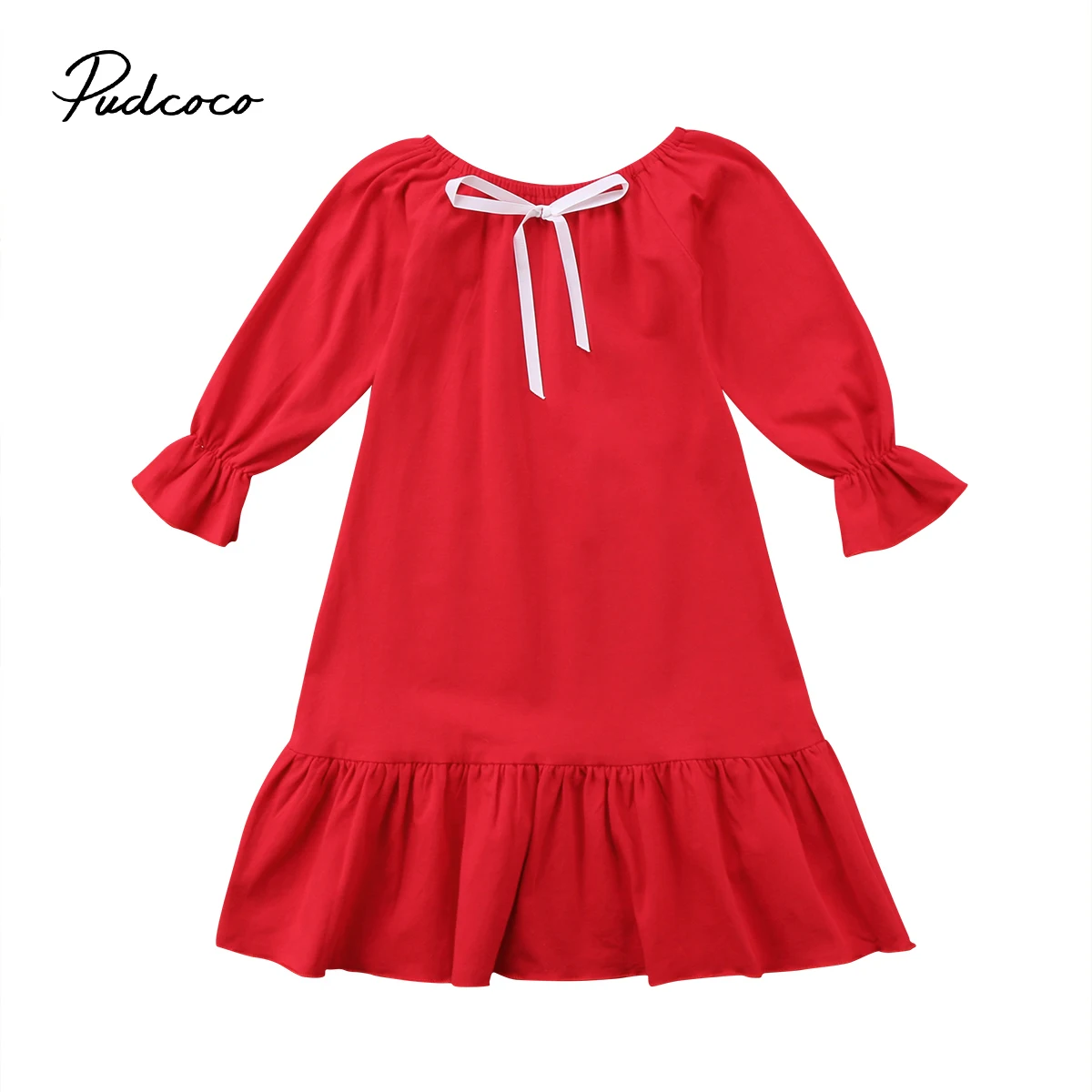

Pudcoco Princess Girls Dress Toddler Kids Baby Girls Cotton Blend Dress Infant Girl Ruffle Longuette Maxi Dress