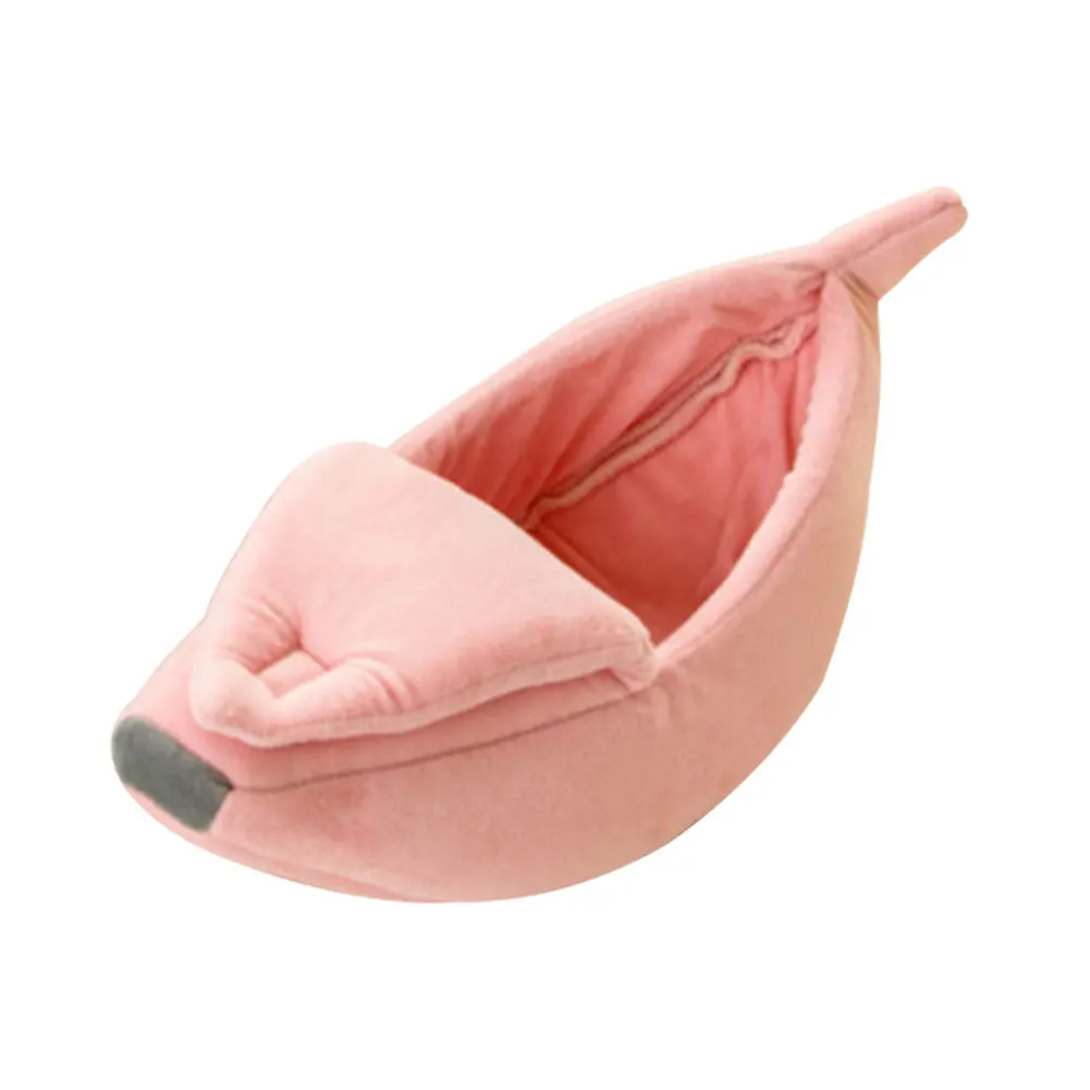 Pet Dog Bed Banana Shaped Winter Warm Soft Kennel Cat Bed House XH8Z