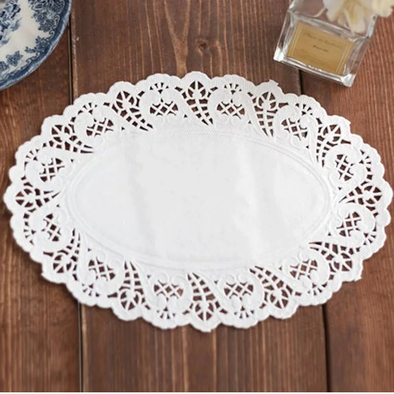 Buy 100pcs 19x26cm Romantic White Oval Embossed Cake