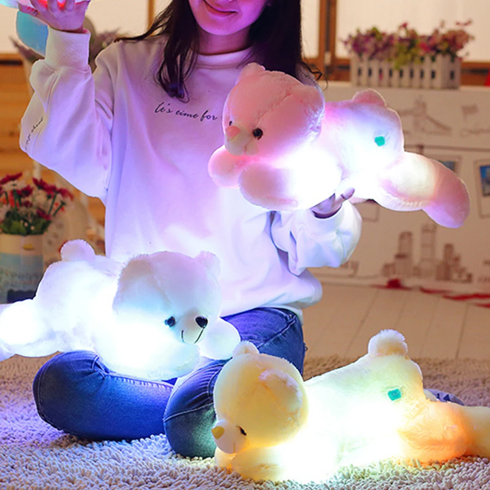 50 см Креативный светодиодный светильник, плюшевый мишка, мягкие животные, плюшевая игрушка, красочный светящийся с музыкой, плюшевый мишка, подарок на день рождения для детей
