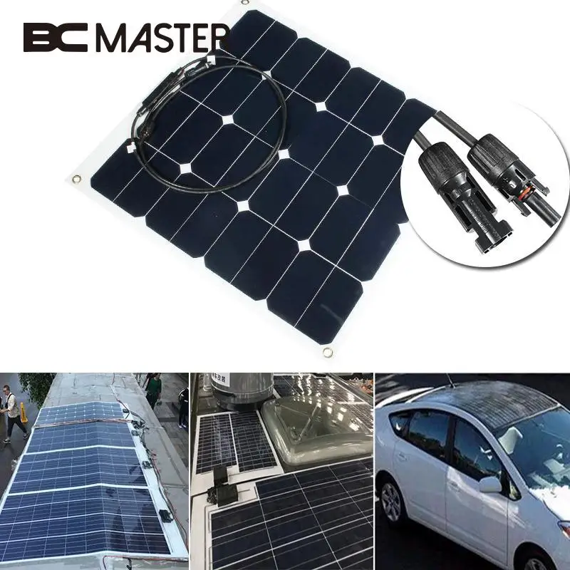 BCMaster высокое качество эффективность 12 в 50 Вт Sunpower мягкие полу гибкие солнечные
