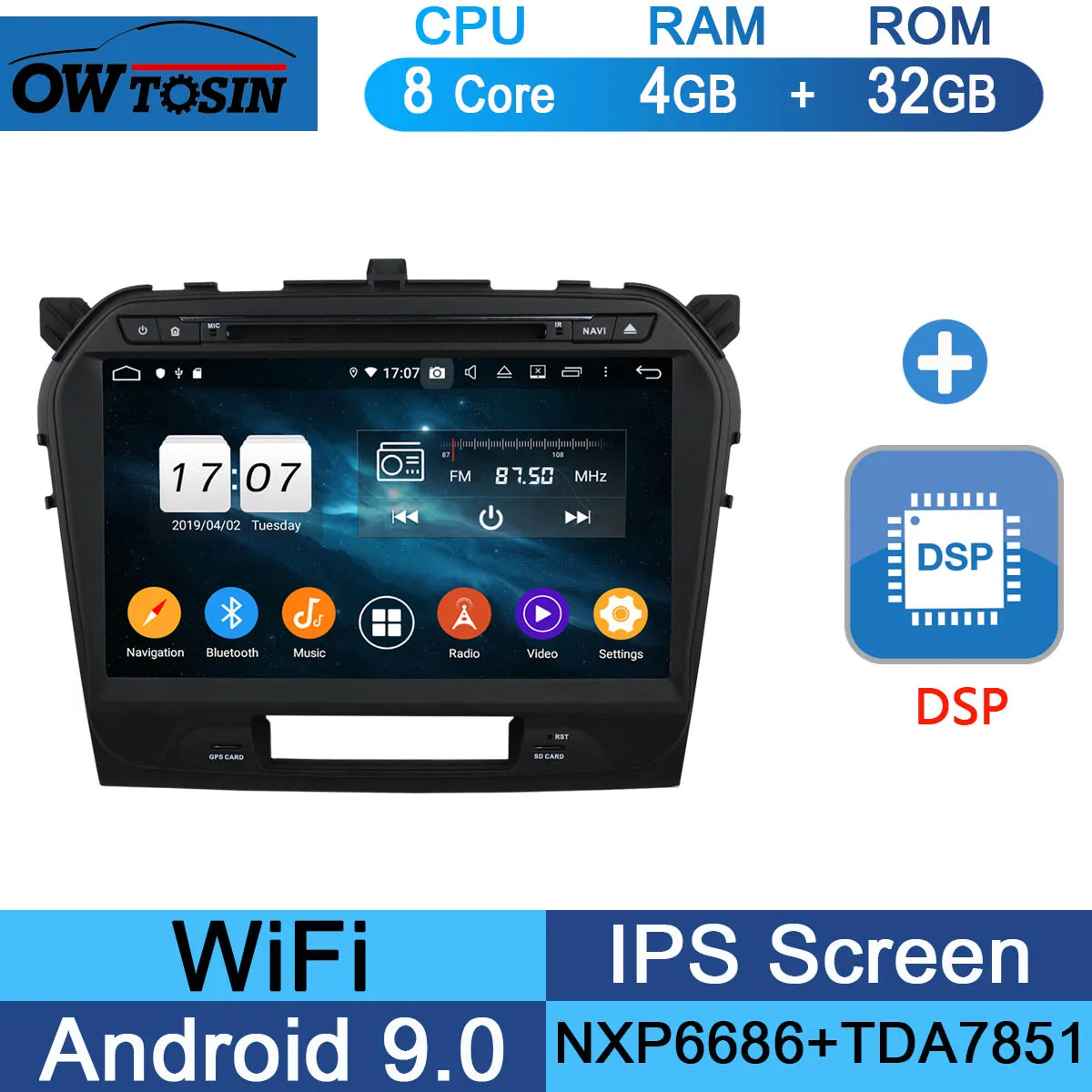 10," ips 1920*1080 8 ядер 4 Гб ОЗУ+ 64 Гб ПЗУ Android 9,0 автомобильный dvd-плеер для Suzuki Vitara DSP радио gps Parrot BT Adas - Цвет: 32G DSP