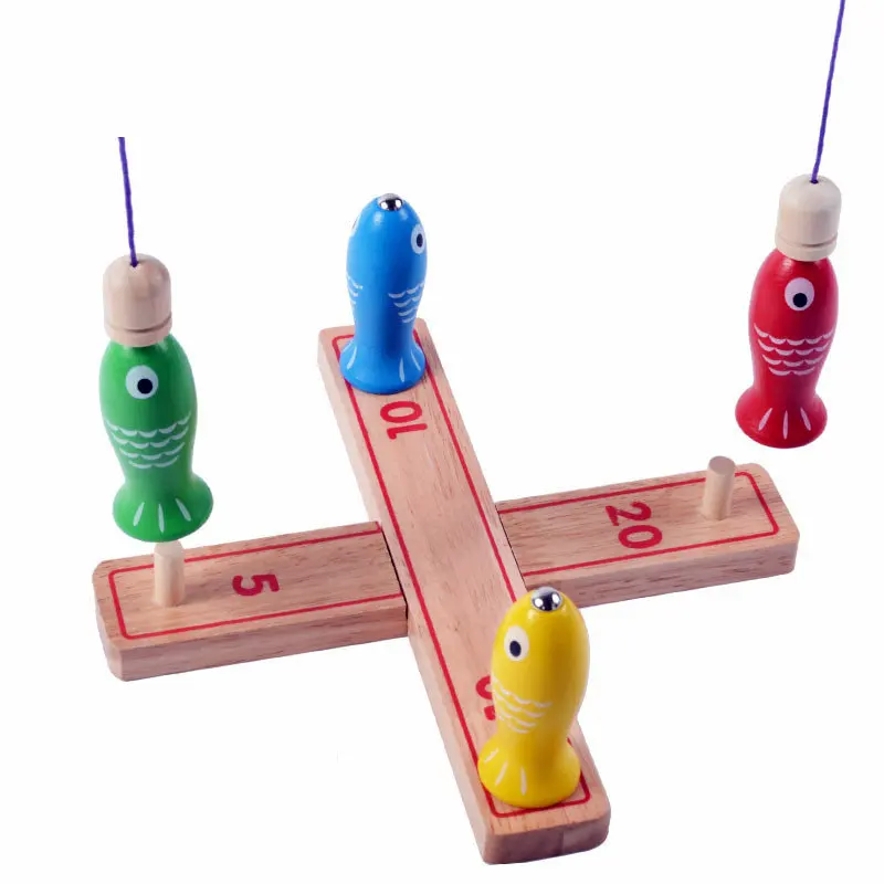 

2 in 1 Magnetic Fishing Ring Game Wooden toy, Children's Floor Game fishing game magnetic toys childhood education goldfish toy