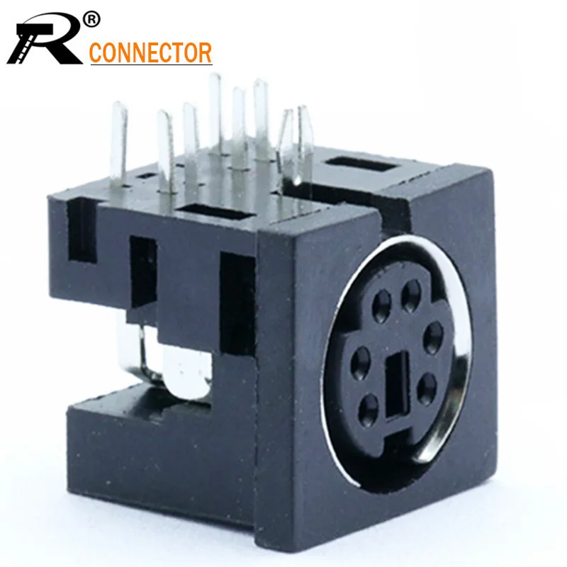 100 шт./лот 6 контактный разъем Mini DIN прямоугольный/90 градусов панель для монтажа