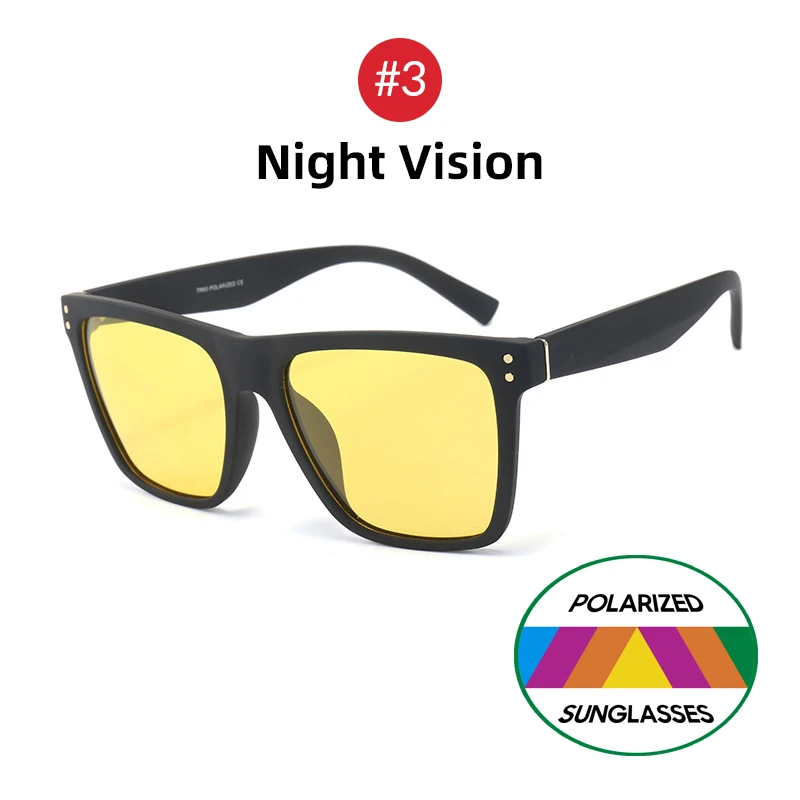 Цветные улучшенные фотохромные Мужские квадратные солнцезащитные очки для мужчин и женщин, поляризационные солнцезащитные очки TR90 светильник - Цвет линз: Night Vision