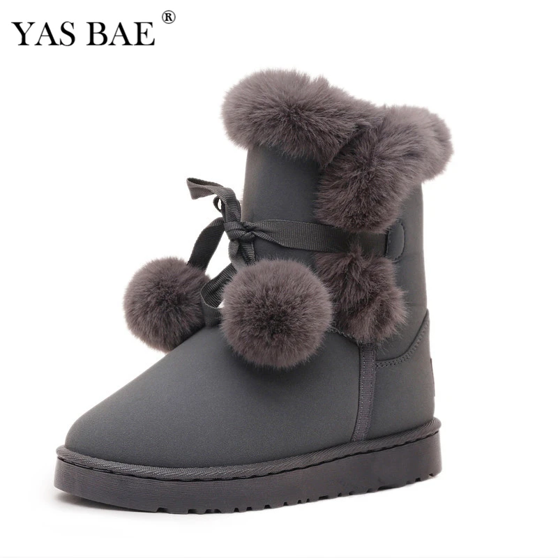 

2019 female Australia style shoes Cute Winter women's Felt Hair Flat Ankle Snow Boots with Faux Fur Outside for Women mini