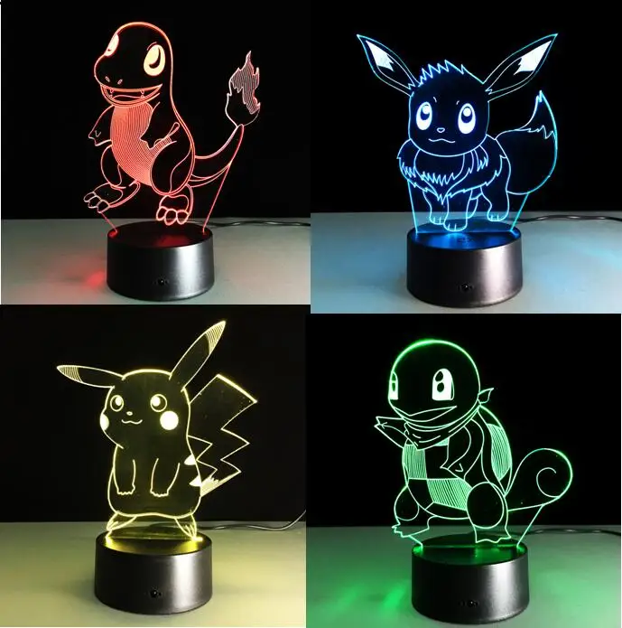 Pokemon Go Touch Night Lights Colorful Charmander Games Pikachu Action Figures Toys Squirtle Bulbasaur Pokeball Children Gifts