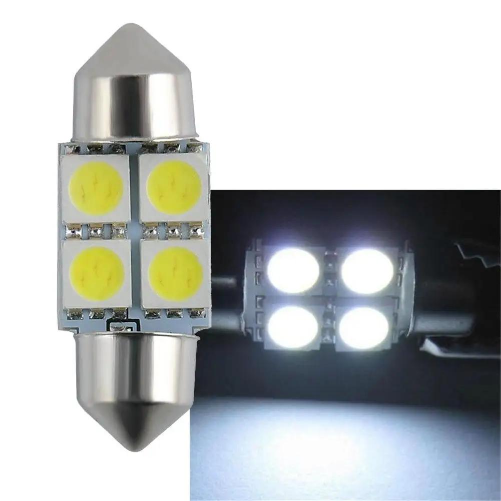 Белый 10 шт. 5050 4smd 4 smd 31 мм C5W светодиодный микро общий автомобиль гирлянда для