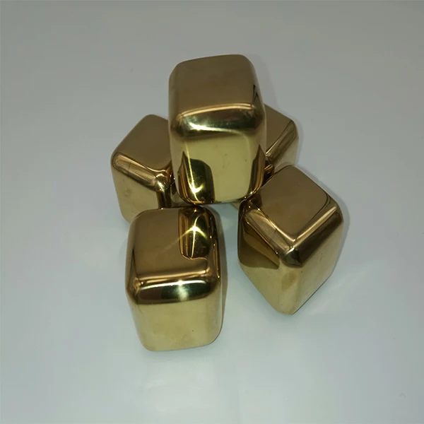Golden 5pcs Многоразовые золотые виски кубики льда из камня охлаждения пород водка охладитель вина пива коктейль охладитель Realand 304 нержавеющая сталь - Цвет: Golden 5pcs